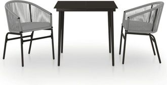 vidaXL Juego De Comedor De Jard&iacute;n 3 Piezas Gris Vidaxl