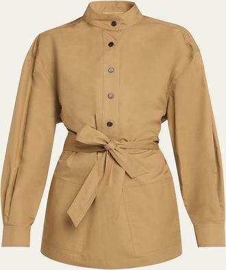 Saint Laurent Half-Buttoned Belted Tunic