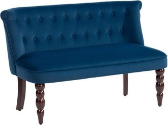 HOMCOM Velvet-Feel Two-Seat Lounger Sofa with Wood Frame, Dark Blue