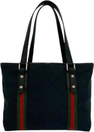 Gucci Pre-owned Canvas Tote Bag - Dames - Vintage Shopper - Zwart - ONE Size - Vintage