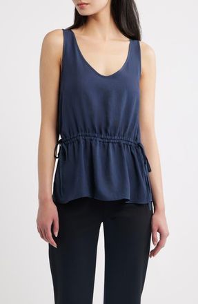 Theory Side Tie Drawstring Waist Peplum Top in Nocturne Navy at Nordstrom, Size X-Small