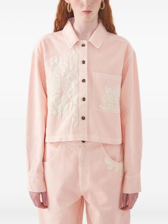 Antik Batik floral-embroidered cropped jacket - women - Cotton - L - Pink