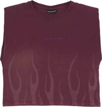 Vision Of Super Flames Tee Grape Dames T-shirt - Dames - Tops zonder mouwen - Paars - S - Katoen - Tops
