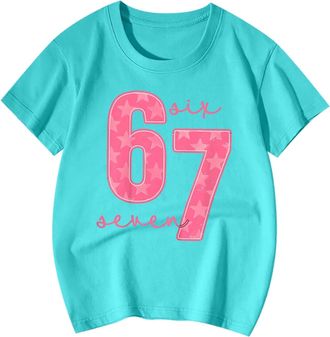 Generic 67 Shirt Kids 67 Fun Meme Gen Alpha Slang T-Shirt for Boys and Girls Color Printing