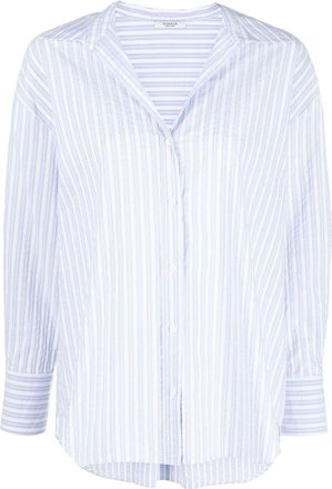 PESERICO striped long-sleeve shirt - women - Cotton - 50 - White
