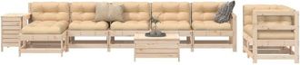 vidaXL Juego De Sof&aacute;s De Jard&iacute;n 10 Pzas Madera Maciza De Pino Vidaxl