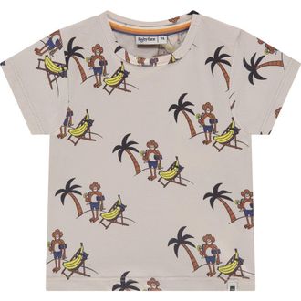 Babyface Animated Allover Short Sleeve T-Shirt in Aerobic In Bone at Nordstrom, Size 18M