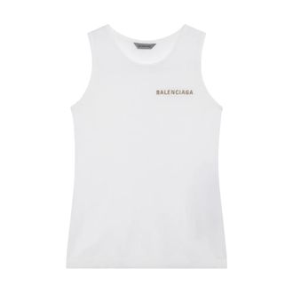 Balenciaga Cropped Tank Top - female - Balenciaga - Sleeveless Tops - White - XS - Tops