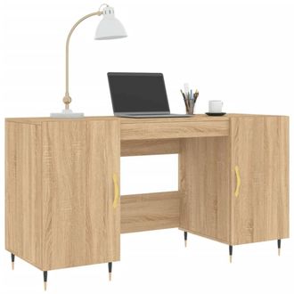 Berkfield Home Elegant Desk Sonoma Oak 140x50x75 cm Engineered Wood in Light Tan | Size: 140 x 50 x 75 cm