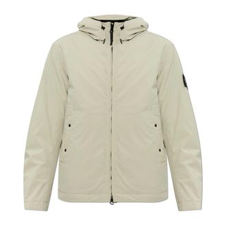 Stone Island Ge&iuml;soleerd jack met capuchon - Heren - Zomerjassen - Grijs - L - Leer - Jassen