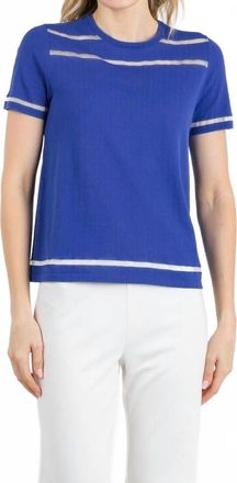 Peace of Cloth Sheer Stripe Short Sleeve Crew Top In Lapis