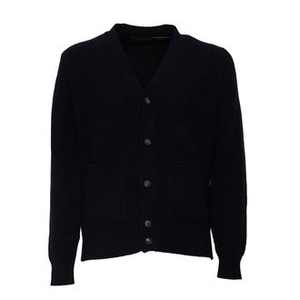 FILIPPO DE LAURENTIIS Wool Cashmere Ribbed V-Neck Cardigan
