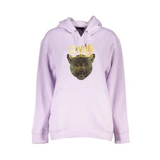 Cavalli Paarse hoodie met logoprint - Dames - Hoodies - Paars - 2XL - Hoodies & sweatvesten