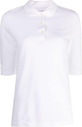 Lacoste logo-embroidered cotton polo shirt - women - Cotton - 38 - White