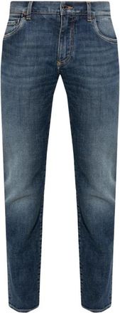Dolce & Gabbana Jeans met logo - Heren - Slim Fit Jeans - Blauw - L - Katoen - Jeans