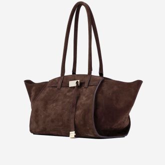 Benedetta Bruzziches Womens Suede Shoulder Bag Dark Brown