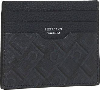 Ferragamo Mens Cardholder Monogram Black Polyurethane Wallets & Cardholders