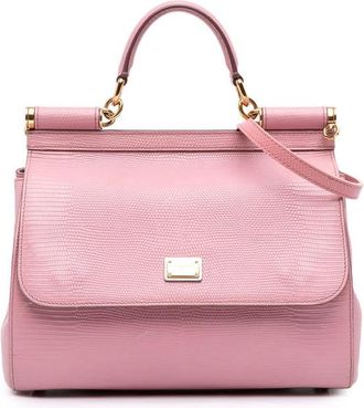 Dolce & Gabbana Pre-owned Dolce and Gabbana Medium Lizard Embossed Calfskin Miss Sicily Satchel Ladies ECPI64GSF4ADYH59