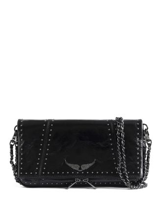 Zadig&Voltaire Rock Vintage studs wings clutch bag - women - Grained Calf Leather - One Size - Black