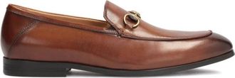 Kazar Heren leren loafers met een metalen decoratie - Heren - Loafers - Bruin - 42 EU - Leer - Schoenen