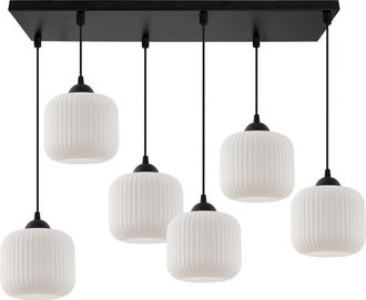 OEM L&aacute;mpara Colgante Riffle Negra 6 L&aacute;mpara Cilindrica Plana Blanca E27