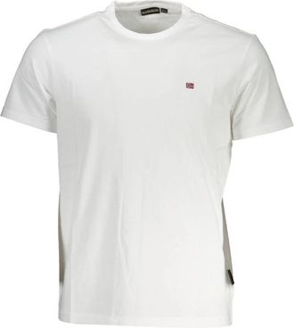 Napapijri Wit Katoenen Heren T-Shirt - Heren - T-shirts - Wit - S - Katoen - Tops