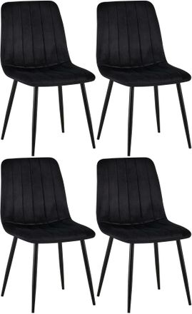 Clp Clp - Set De 4 Sillas De Sal&oacute;n Dijon En Tela O Terciopelo Negro Terciopelo