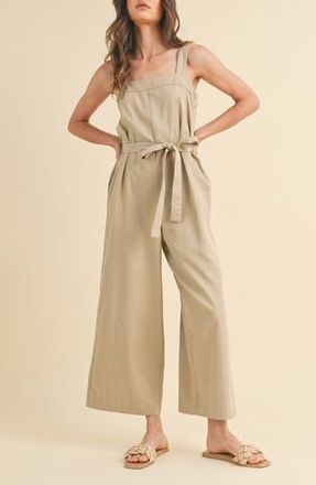 Wishlist Belted Cotton Blend Capri Jumpsuit in Taupe at Nordstrom Rack, Size Medium