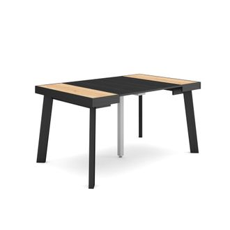Skraut Home Mesa Consola Extensible, Mesa Comedor Plegable, 140, Para 6 Comensales, Patas De Madera, Estilo Moderno, Roble Y Negro - Skraut Home