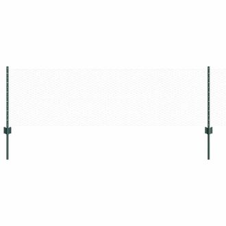 Berkfield Home Fence Posts 11 pcs U-Channel Green 60 cm Steel, Hexagon Fence Gre