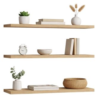 Dmora Estante Meina, 3 Niveles, Set De 3, Tonalidad Estructura Roble, 60x15x2h Cm Marr&oacute;n Roble