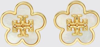 Tory Burch Orecchini a bottone Forget Me Not in ottone a forma di fiore con logo