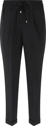 Kiton drawstring-fastening trousers - women - Silk - 46 - Black