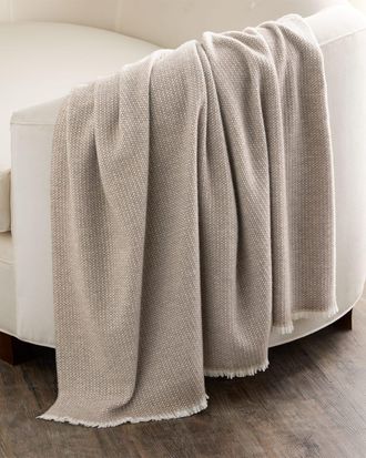 Sofiacashmere Basketweave Cashmere Throw with Eyelash Fringe, 56 x 72