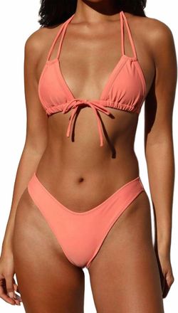 Montce Swim Lulu Zig-Zag Stitch Bikini Bottom In Coral