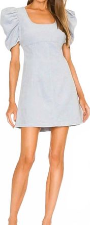 LIKELY Goltra Corduroy Puff Sleeve Mini Dress In Light Blue