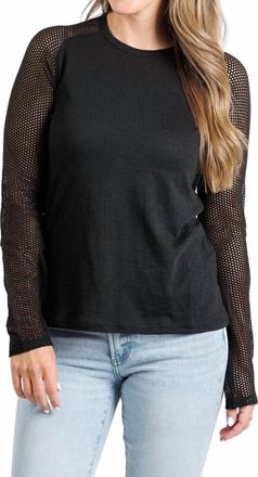 Goldie London Soleil Saddle Fishnet Long Sleeve Top In Black