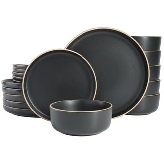 Gibson Home Zuma 18 Piece Dinnerware Set in Black at Nordstrom