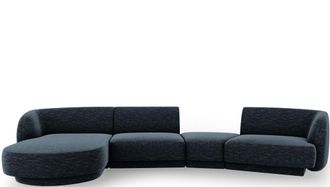 BLOOMINGLOFT 5-Sitzer Design Ecksofa Miley mit abgerundeter Form und Eckteil links - Chenille