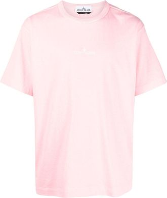 Stone Island embroidered-logo T-shirt - men - Cotton - S - Pink