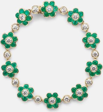 Anita Ko Flora 18kt yellow gold bracelet with emeralds and diamonds