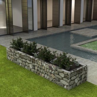 Berkfield Home Gabion Raised Bed Steel 360x90x50 cm in Silver | Size: 360 x 90 x 50 cm