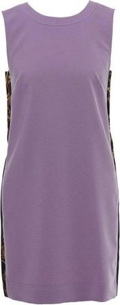 Versace Jeans Couture Kleedjes, Dames, Paars, M, Polyester, Mouwmloze Mini Jurk met Bloemenkransprint