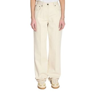 Valentino Straight Jeans, female, Beige, Size: W28 Pleated Gold Detail Jeans