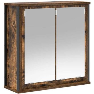 vidaXL vidaXL Pensile da Bagno con Specchio Rovere Fumo 60x21x60 cm