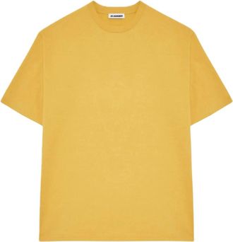 Jil Sander T-shirt met ronde hals - Heren - Tops - Geel - Maat: M Katoen