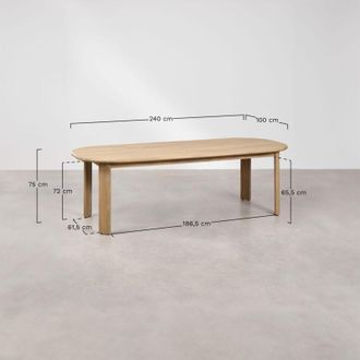 Sklum Set De Mesa Ovalada 240x100 Cm Y 8 Sillas De Jard&iacute;n En Madera De Acacia Uleno Sklum