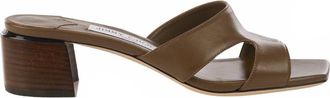 Jimmy Choo London Womens Ellison Leather Sandal Mule In Brown