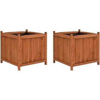 vidaXL Arriates 2 Unidades Madera De Abeto 50x50x50 Cm Vidaxl