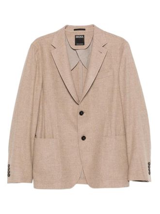 Ermenegildo Zegna button-up jacket - men - Wool/Cashmere/Cotton/Cupro - 52 - Neutrals